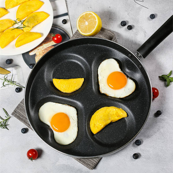 Multifunktionel firehuls morgenmadsstegning pande non-stick stegepande køkkenredskaber 24,5 cm