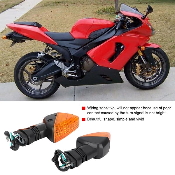 Blinklys Lampe Passer Til KAWASAKI ZX 6R Motorcykel Modifikationstilbehør (Sort&Gul)