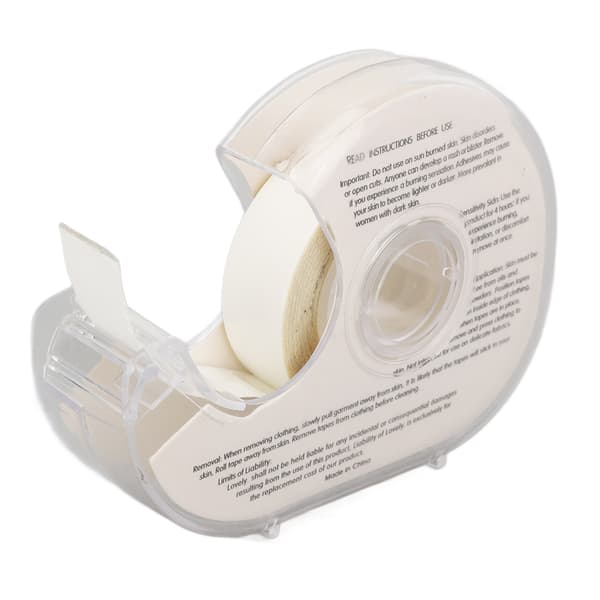 2 ruller dobbeltsidet tape til kvinder med dispenser, transparent til modetøj, krop, al hud