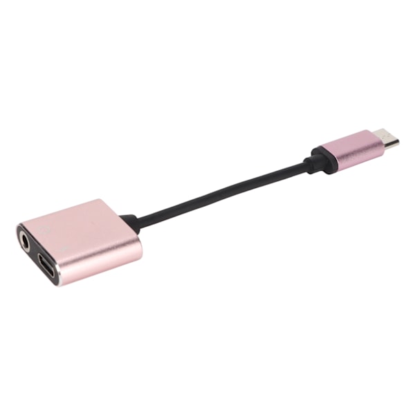 2 in 1 -kuulokeadapteri Type C - 3,5 mm:n porttiin, latausportti, minikokoinen kannettava kuulokeadapteri, vaaleanpunainen
