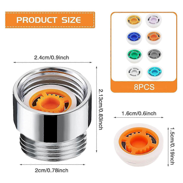 Sæt med 11 Shower Flow Restrictor, Vandbesparende Indsats, Flow Restrictor, kompatibel med Brusebad, Vand-Sa