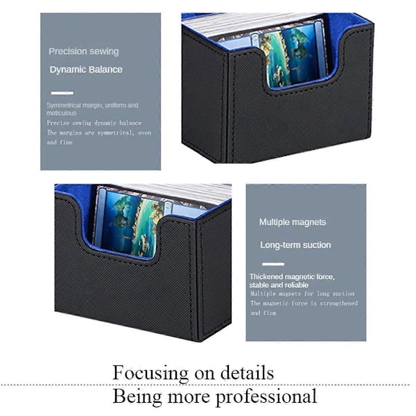100+ Samlekort Deck Box Spillekort Etui Beskytter Sort&Blå