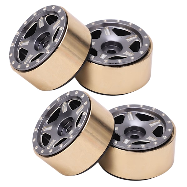 4 stk. RC Bead Lock Hubs i aluminiumlegering og messing til RC-kjøretøydekk, nav for Axial SCX24 1/24 titanfarge