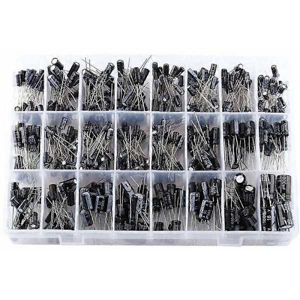 Kondensatorsæt, 500 stk. 24 Værdier Elektrolytkondensator Mikro Radial Aluminium Kondensatorer 0.1Uf〜1000Uf Til Elektronikapplikationer
