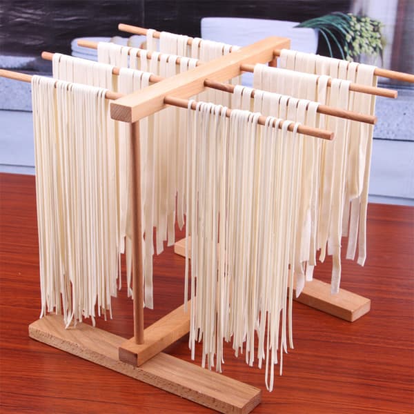 Sammenleggbart tørkestativ for pasta i bøk, nuddel- og spagettiholder