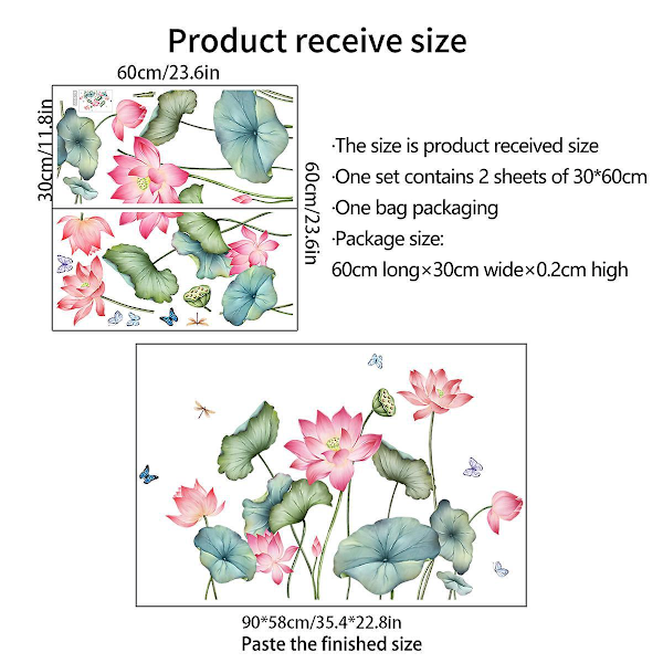 Lotusblomst Veggklistremerke for Soverom Stue