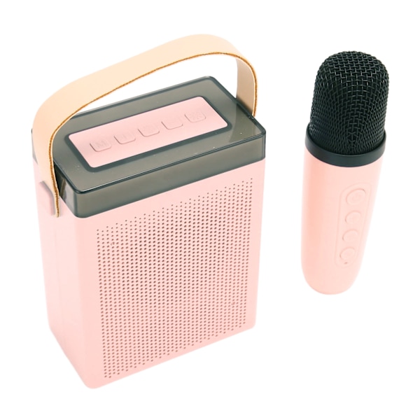 Karaoke-maskin multifunksjonell RGB-belysning bærbar Bluetooth-høyttaler med 2 trådløse mikrofoner for voksne og barn rosa