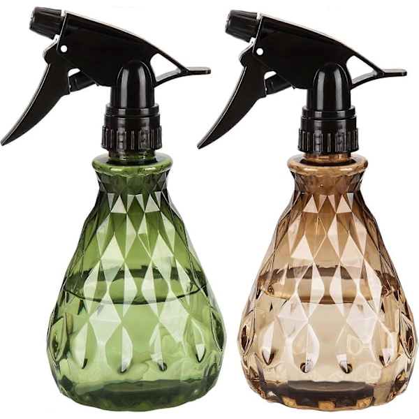 2 st Tomma Sprayflaskor, 500ml Vattensprayflaskor med Justerbart Sprayhuvud, Påfyllningsbara Trigger Sprayflaskor (Grön Brun)