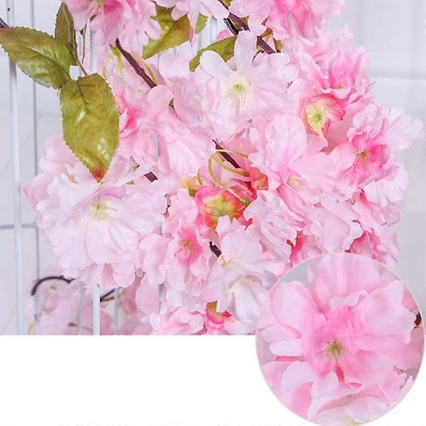 2 st Konstgjord Körsbärsblomstergirlang Hängande Ranka Falska Blommor Siden Girlang 180cm Längd för Hemmet