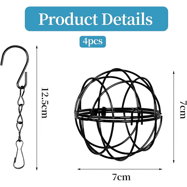 7 cm diameter hengefuglemater med 4 matere og S-krok