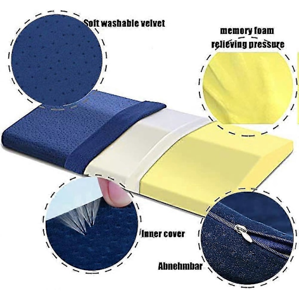Ländryggskudde Kilkudde Ortopedisk Sovkudde Ländryggsstöd Säng Memory Foam Kudde För Ischias Graviditet Nack- eller Benvärk, 24x60cm