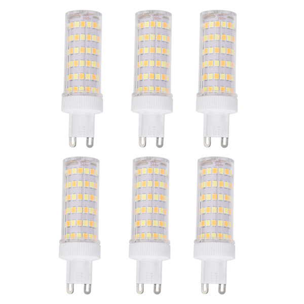 6 stk. 104LED pære 12W 85‑265V G9 pære 3 lysfarve lille væglampe pære til hjemmet