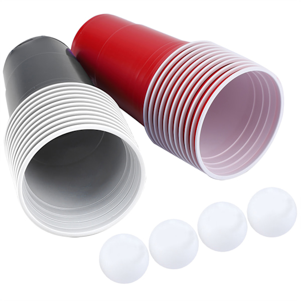 Beer Pong Set Beer Pong Drickspel Set Beer Pong Cups 22 Cups 4 PingPong Bollar Röd Svart
