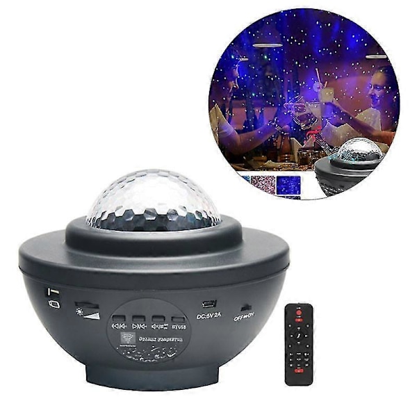 Usb Bluetooth LED Musikk Stjernehimmel Lys Stemmestyring Stjernehimmel Lys Hjemmelampe Gaver Til Fest -GDZD Svart