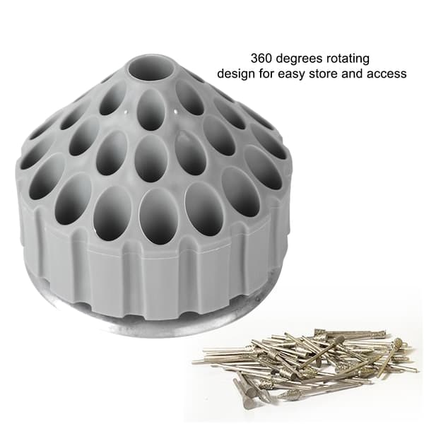Roterbar borholder drill bit tapp stativ slipe verktøy organizer boks (Grå)