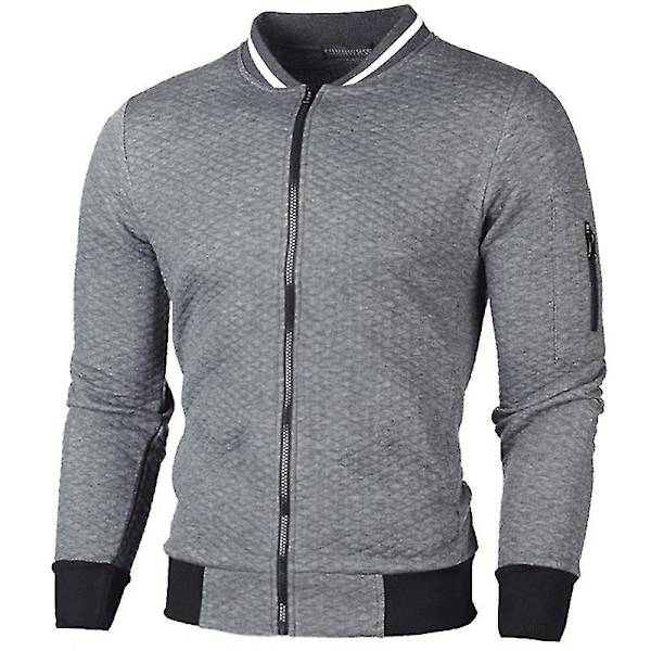 Rutat Zip-Up Vinterkavaj för Herr - Mörkgrå