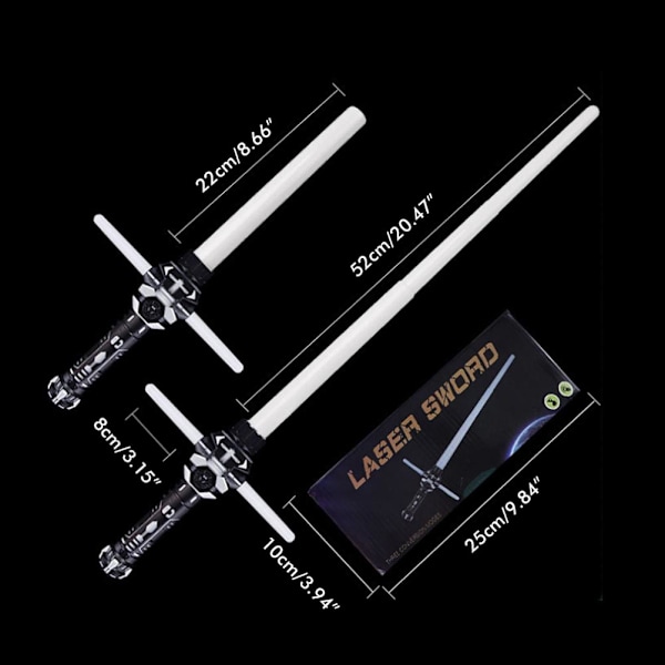 2 stk 7 farger skiftende lysende sverd utvidbart LED lyssverd lysleker for cosplay Halloween jul