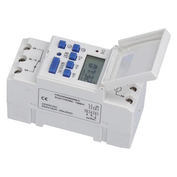 THC15A Programmerbar Timer Guide Rail Typ LCD Tidsreläbrytare för Gatulampa Neonljus DC 24V