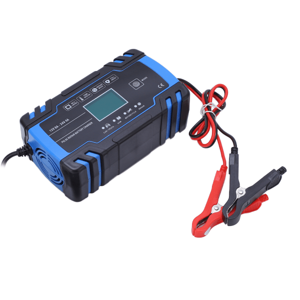 Intelligent Batterioplader ABS Skal Automatisk Biloplader med Køleventilator til AGM AC 100‑240V EU Stik