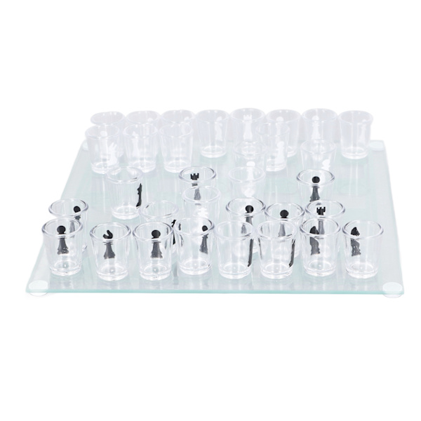 Sjakkbrett med shotglass - drikkespill - 22,5x22,5cm