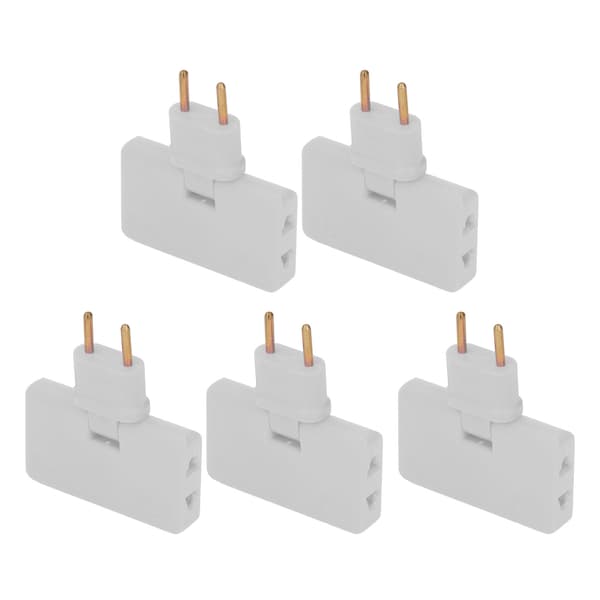 5 stk. EU-stikkontaktomformer trådløs 180 graders forlengelse 1 til 3 EU-pluggadapter 110-250V hvit