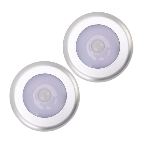 Bevegelsessensor nattlys øyebeskyttelse rundt lite LED-induksjonslampe for skuff under seng 2 stk hvitt lys