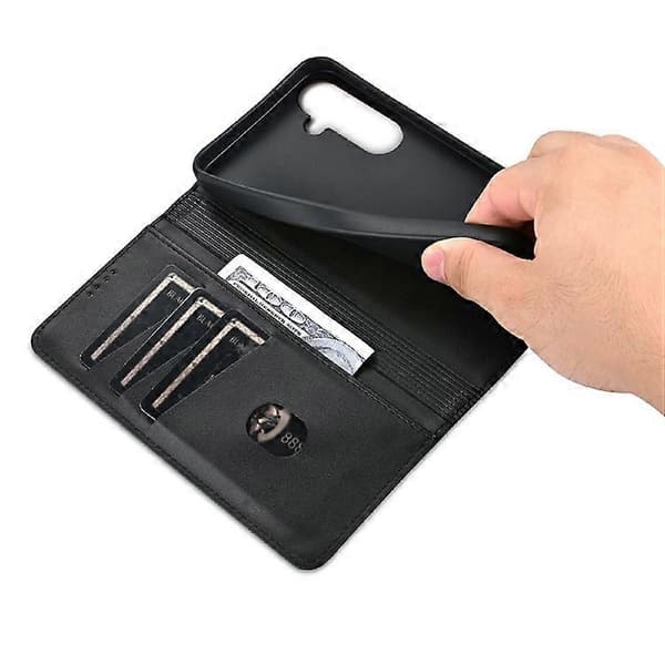 AZNS Compatible Case for Samsung Galaxy A56 5G, PU Leather Wallet Case with Cowhide Texture Black