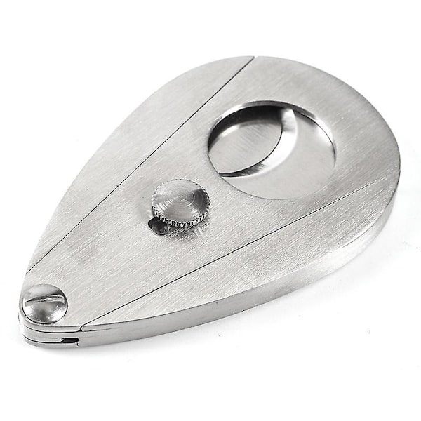 Fjederbelastet Dobbelt Guillotin Cigar Cutter Sølvfinish