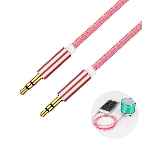 3,5 mm hann til hann lydkabel aluminiumbelagt plugg 1M hjelpeledning for bilhodetelefon MP3 MP4 høyttaler