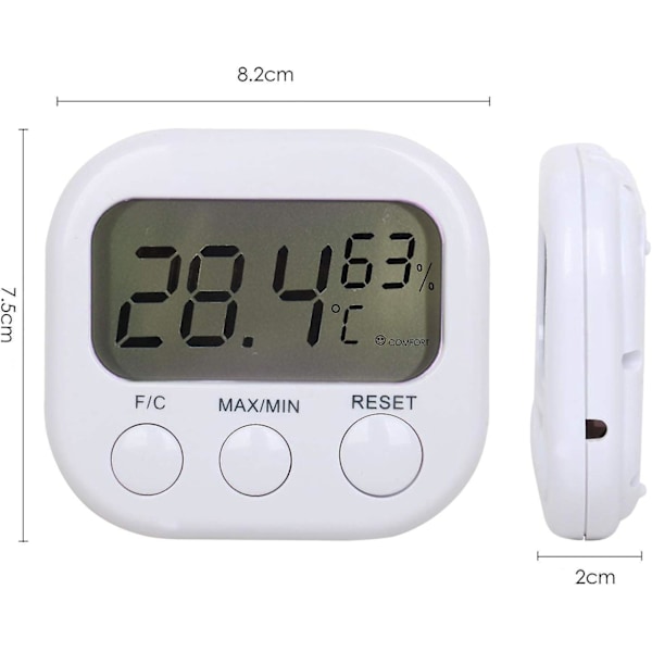 Digitalt LCD termometer Perfekt til vinter, Hygrometerfunktion, Måler luftfugtighed