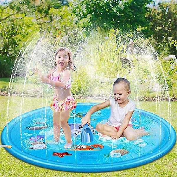 Kids Water Jet Splash Mat för utomhuslek i trädgårdar och gräsmattor - 100 cm