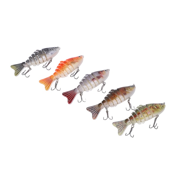 5 kpl 6-osainen kalastusuistin multi Swimbait multi kova syötti 2 koukulla