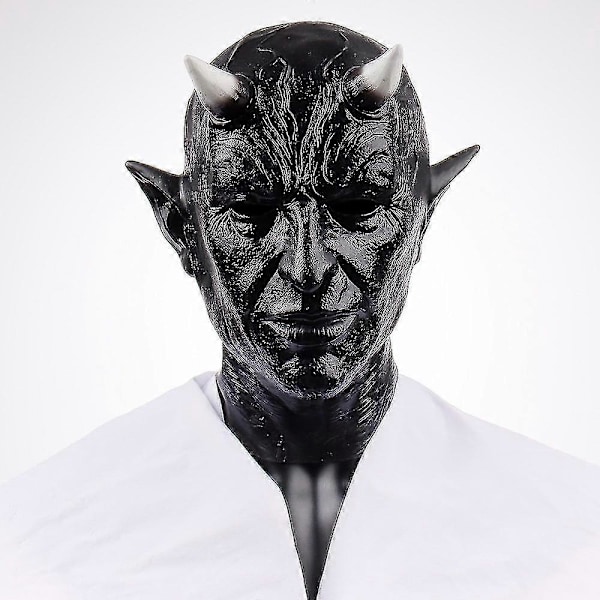 Cosplay Mephistopheles Maske Horror Dæmon Horn Maske Djævel Killer Latex Hjelm Maskerade Karneval Halloween Fest Kostume Rekvisitter sort