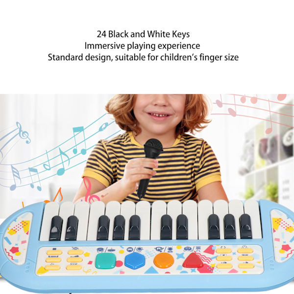 Intelligent 24-tangenters keyboard klaver til børn - multifunktionelt elektronisk legetøj til undervisning - perfekt gave til drenge og piger