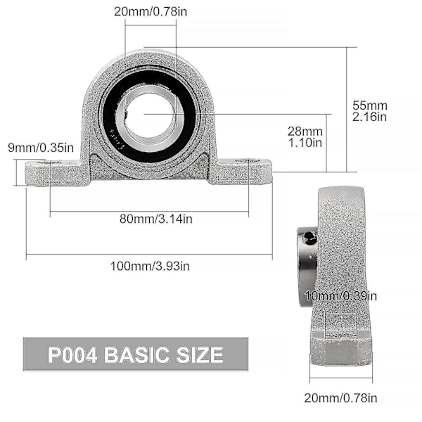 Sæt med pudebloklejer - 4 stk. 20mm Kp004 flangelejehus til reservedele