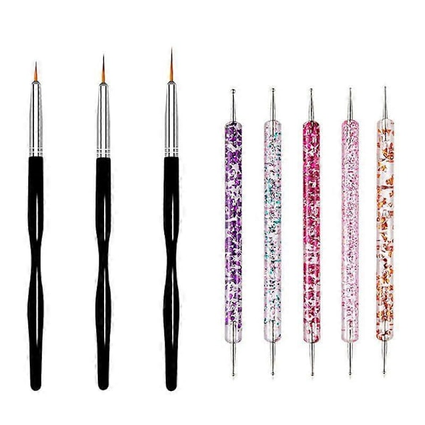 5/20 st Nagelborstar Set, Nagelkonstborstar för Målning, Ritning, Prickning och Gravering, Manikyrverktyg, Akryl, UV Gel och Nagelpulver9