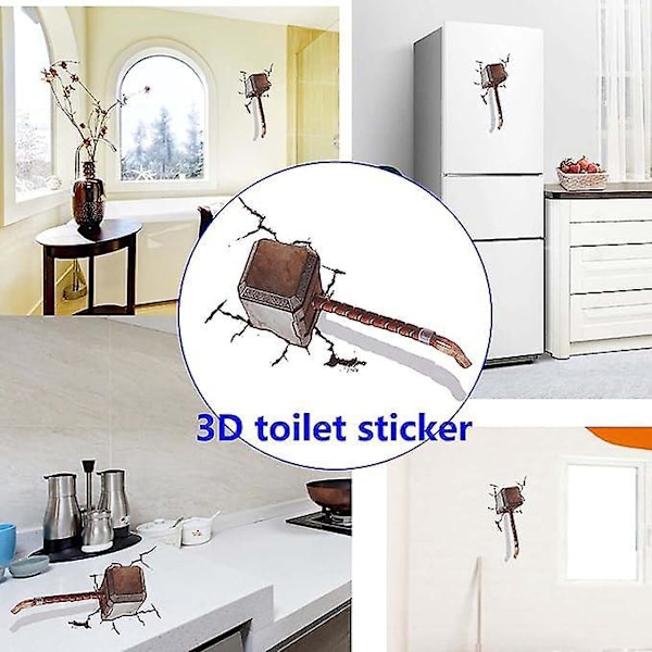 3D-vessatarrat, WC-istuimen tarrat irrotettavat vedenpitävät seinätarrat, hauskat vessatarrat autoon moottoripyörän ikkunaan WC-kylpyhuoneeseen makuuhuoneeseen N