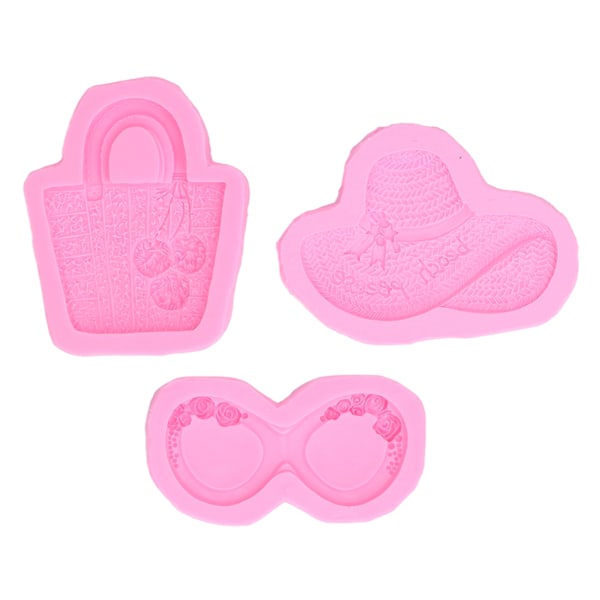 3Pcs Fondant Cake Silicone Molds Chocolate Decoration DIY Crafting Hat Bag Sunglasses Shape