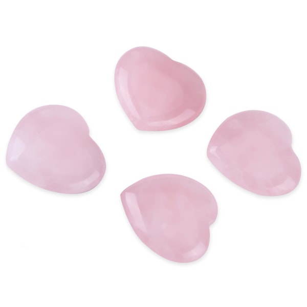 4 stk Rose Quartz Udskåret Hjerteformet Pink Krystal Healing Stone Semi ædelsten Decor