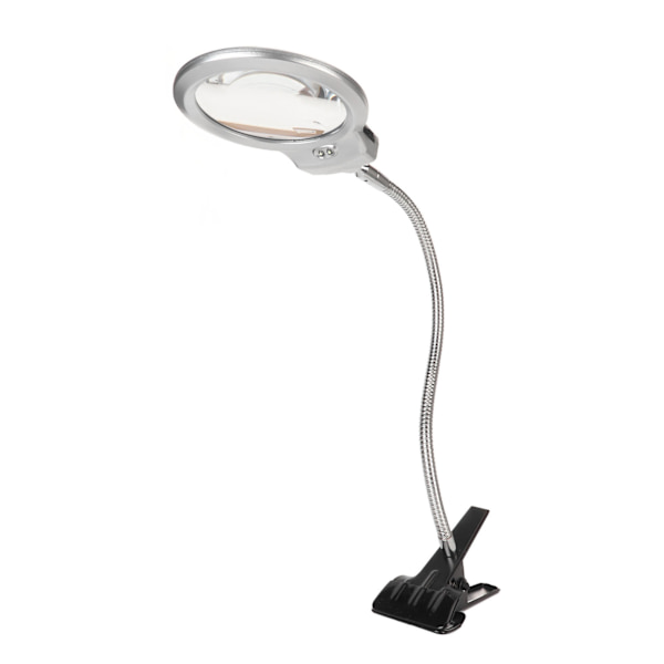 Klemme forstørrelsesglass 2X og 6X dobbel linse fleksibel slange 2 LED-er Clip On Lupe med lys