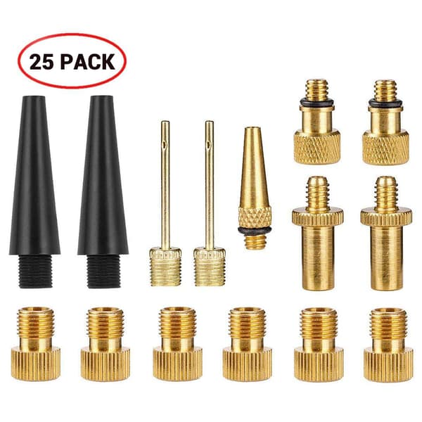 25 st/set Ventiladapter Pumpsventilset för SV AV DV Dunlop Fransk Flashventil Prestaventil med Ring