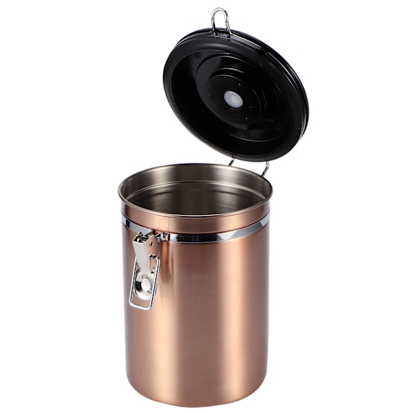 Rustfrit forseglet tank fugtsikker kaffebønne te opbevaringsbeholder med luftudluftningsventil (guld 1,8L (ca. 750g))