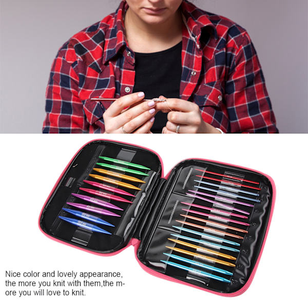 Utbytbara nålar Set Färgglada runda stickor i aluminium Set för DIY Craft