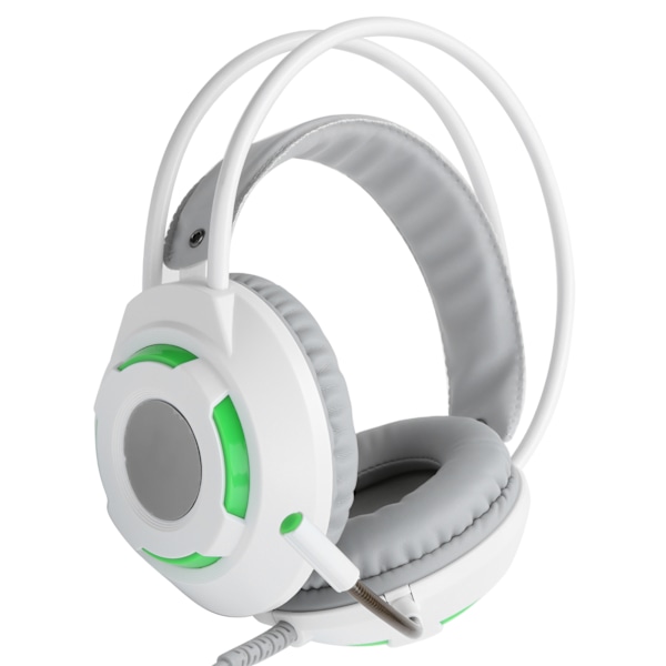 AJAZZ Over‑Ear Hodetelefoner 7.1 Stereo Lyd Støydemping Kablet Headset med USB Grensesnitt Hvit