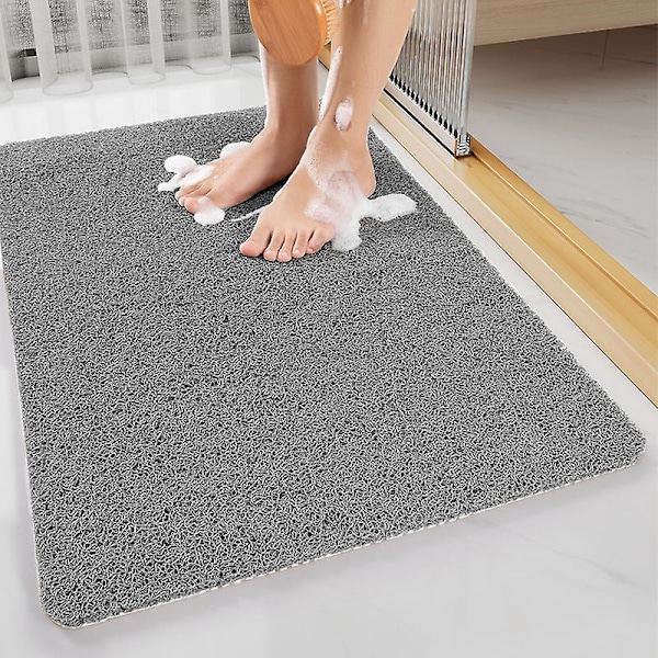 Halkfri Duschmatta med Dräneringshål, Snabbtorkande (40x60cm, Grå)