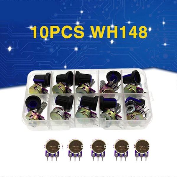 Wh148 Potentiometer Kit B1/2/5/10/20/50/100/500k 1m 15mm Lineær Taper Rotary Sæt
