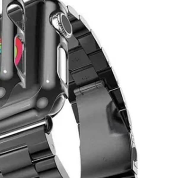 Metal Urrem Nem at Justere Udskiftning Rustfrit Stål Urrem til IOS Watch Sort 45mm/1.77in