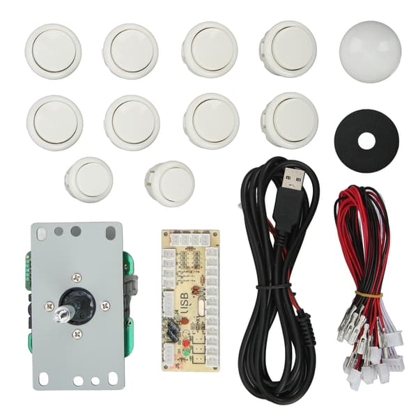 DIY USB Controller Computer Rocker Oval Ball Joysticks med Kontrolchip til Arcade Spil Hvid