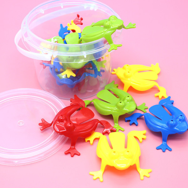 12 stk hoppeleker, frosk, plast, fingerklem, leketøy for barn (tilfeldig farge)