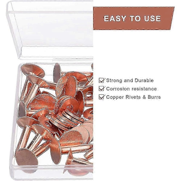 50 Set Kopparnitar och Brickor, Kopparnitar för Läder för Bälten Plånböcker Halsband Läder DIY Hantverksmaterial 1/2 Tum